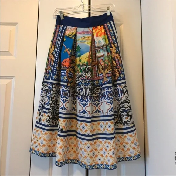 ASOS scarf print European Skirt Size 4 - Picture 3 of 3